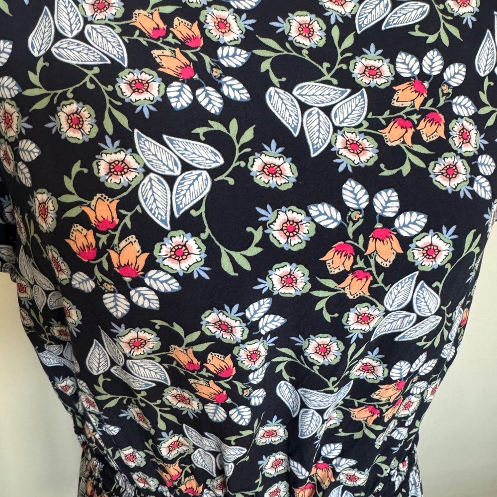 LOFT Navy Floral Mini Dress - Picture 3 of 9